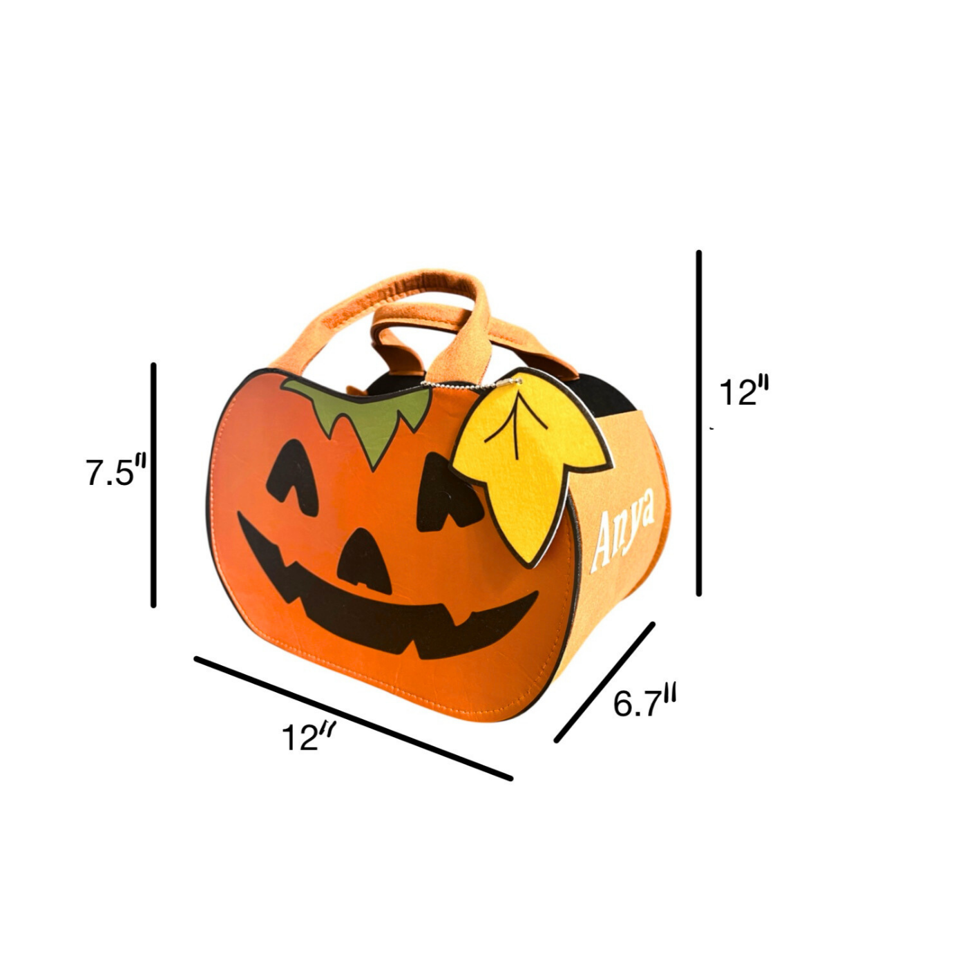 Personalized Pumpkin Trick or Treat Bag – Custom Glow-in-the-Dark Halloween Candy Tote for Kids
