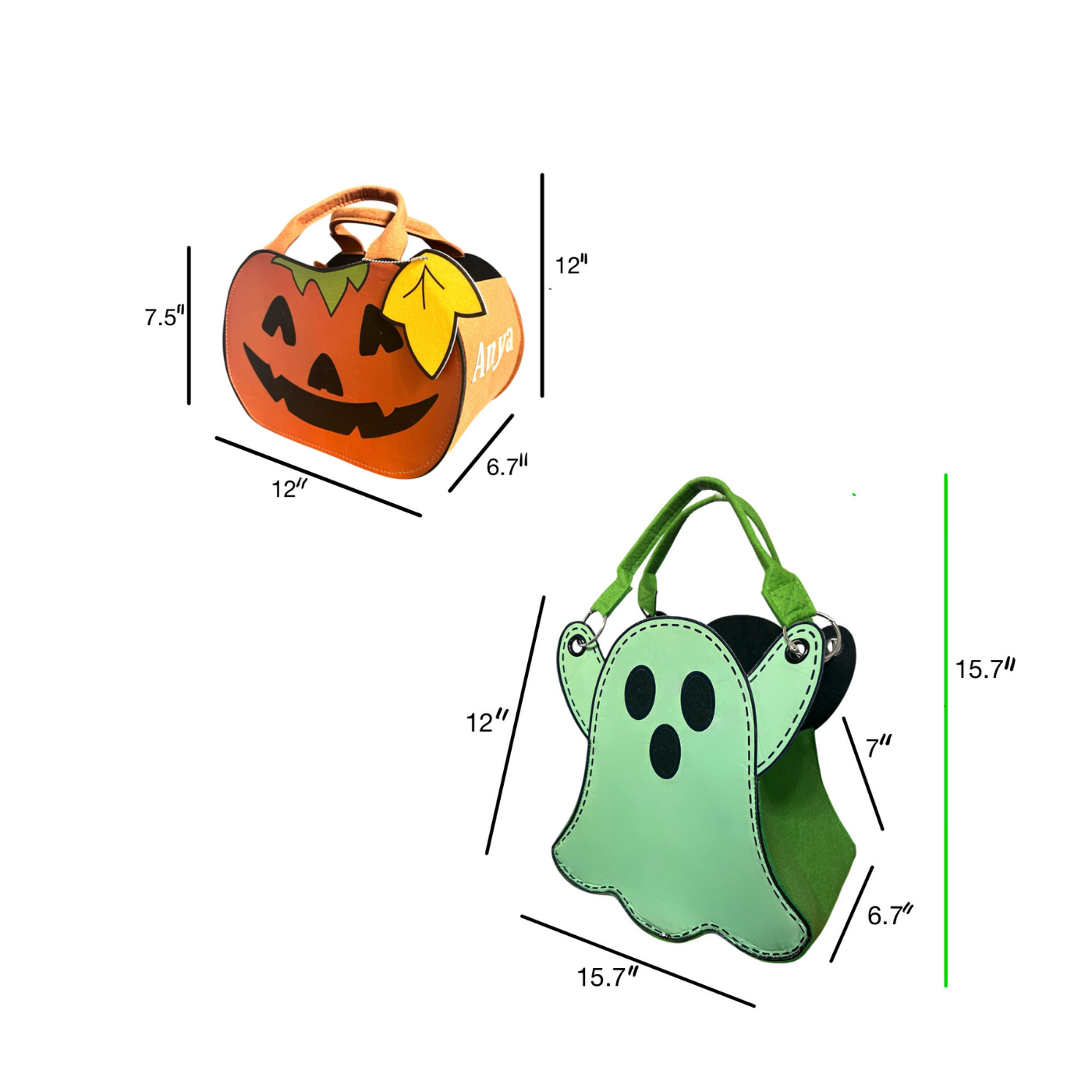 Glow-in-the-Dark Halloween Trick or Treat Bags – Personalized Ghost & Pumpkin Candy Totes for Kids