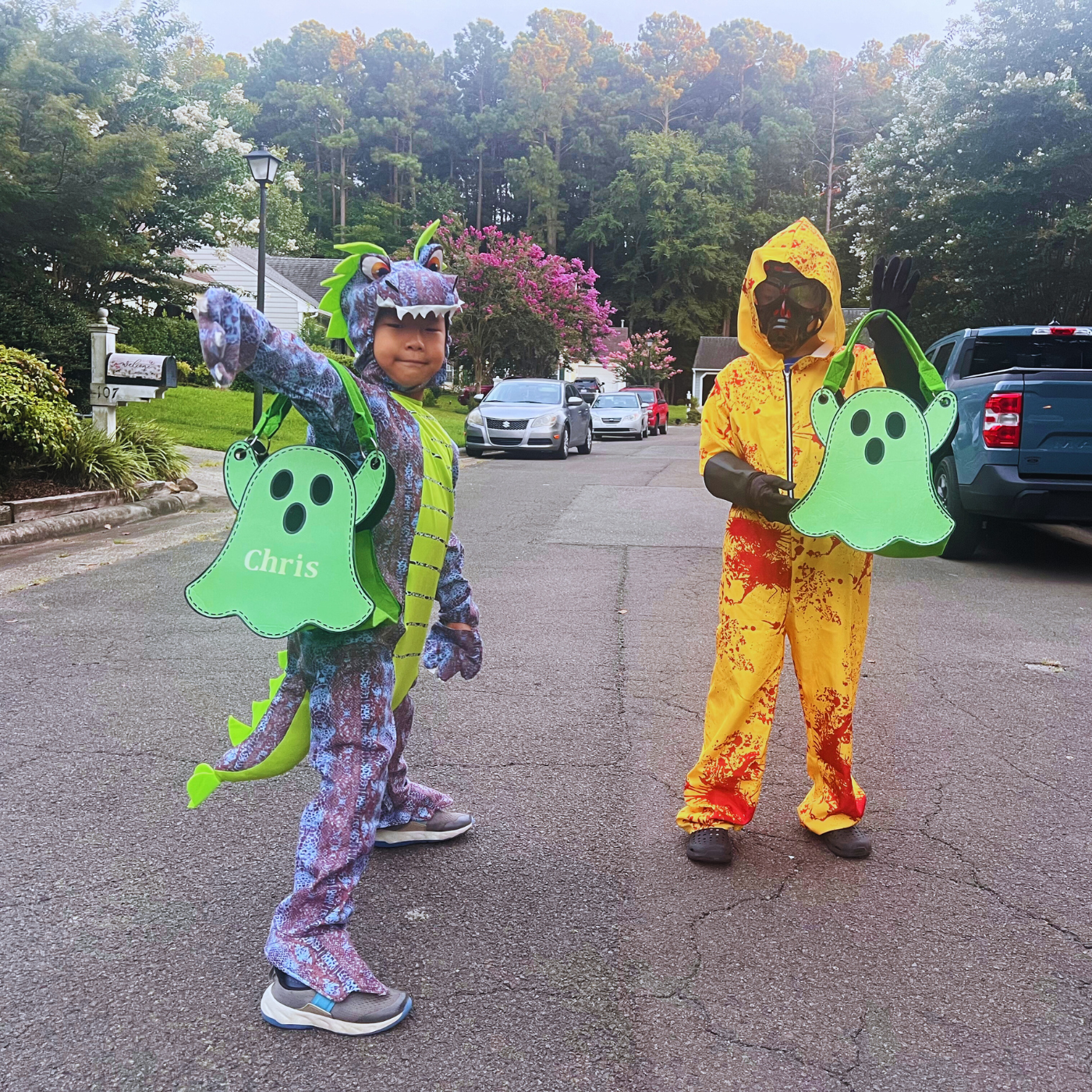 Personalized Glow-in-the-Dark Ghost Halloween Trick-or-Treat Bag for Kids – Custom Name Candy Tote