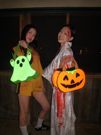 Personalized Glow-in-the-Dark Ghost Halloween Trick-or-Treat Bag for Kids – Custom Name Candy Tote