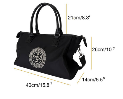 Embroidered Black Handbag, Shoulder Bag for Everyday Elegance - Golden Crow