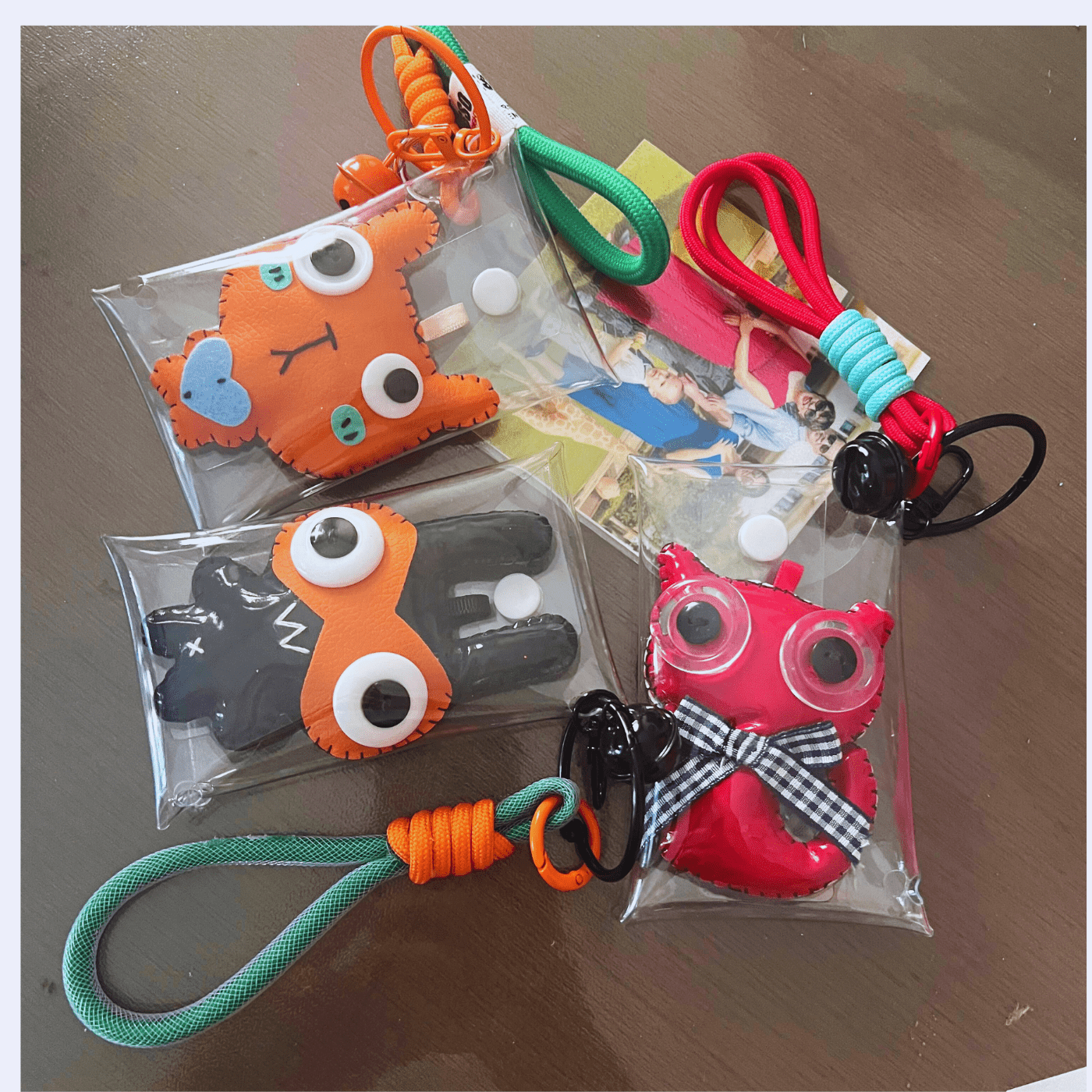 Handmade Leather Keychains, Charms, Kawaii Animal, Narrower version - Golden Crow