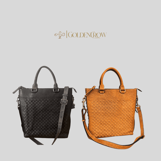 Premium Dragon - scale Leather Handbag, Shoulder Bag & Crossbody - Golden Crow