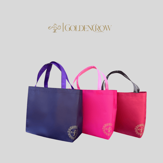 Reusable Grocery Bag, Foldable Shopping Bag, Contrast Colors with Golden Bird Logo - Golden Crow