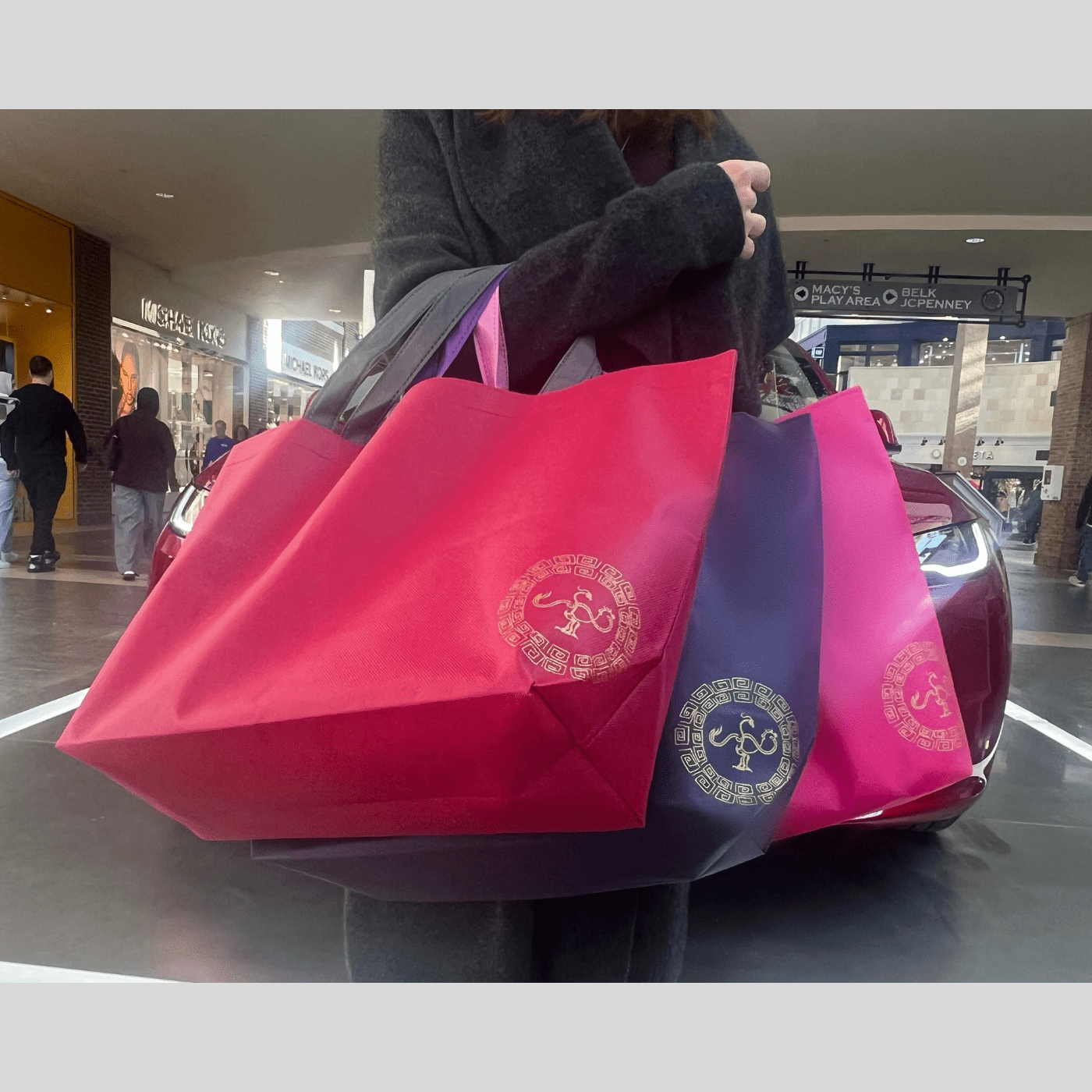 Reusable Grocery Bag, Foldable Shopping Bag, Contrast Colors with Golden Bird Logo - Golden Crow