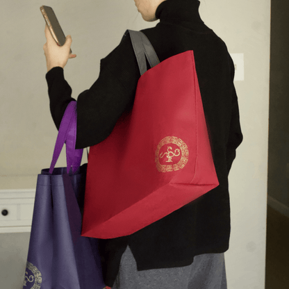 Reusable Grocery Bag, Foldable Shopping Bag, Contrast Colors with Golden Bird Logo - Golden Crow