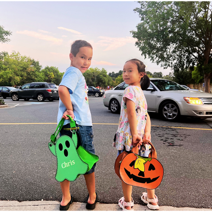 Personalized Pumpkin Trick or Treat Bag – Custom Glow-in-the-Dark Halloween Candy Tote for Kids