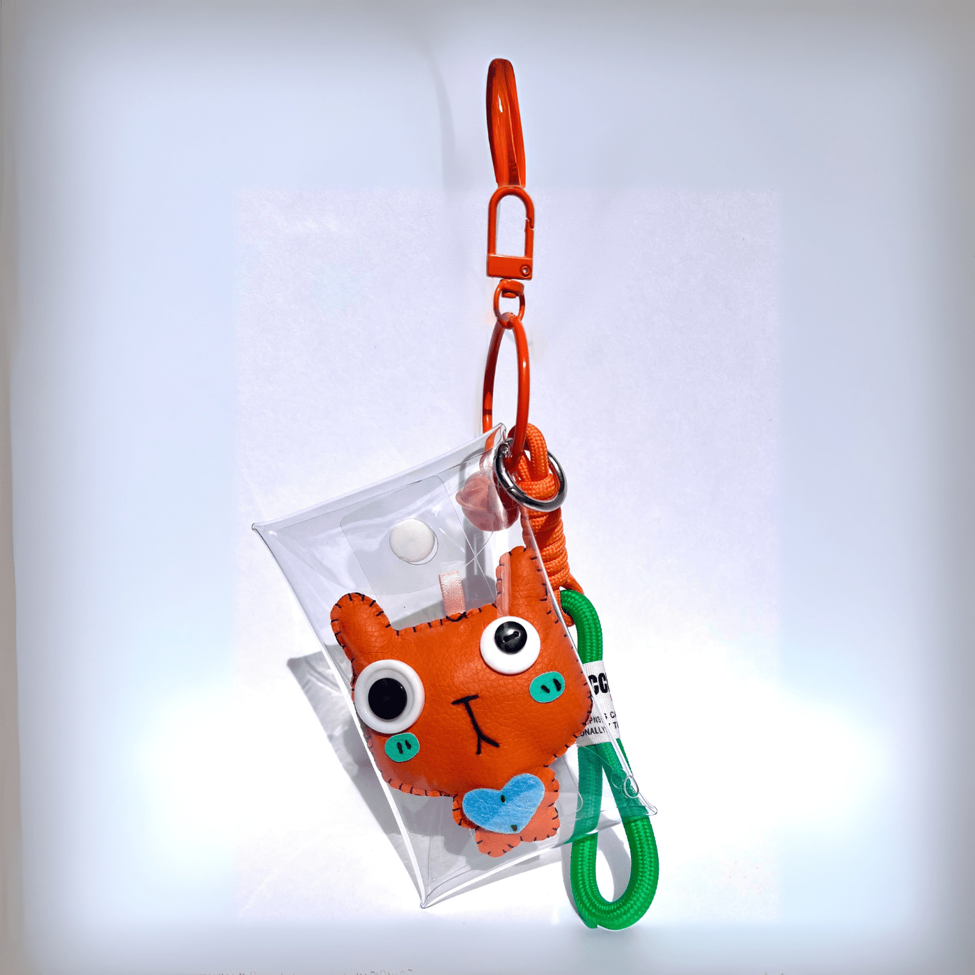 Handmade Leather Keychains, Charms, Kawaii Animal, Narrower version - Golden Crow
