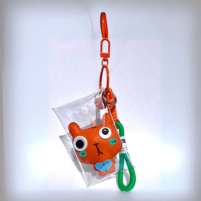 Handmade Leather Keychains, Charms, Kawaii Animal, Narrower version - Golden Crow