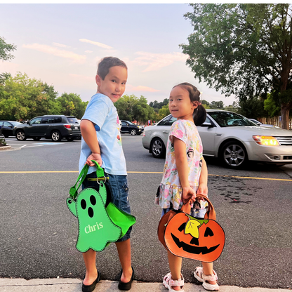 Glow-in-the-Dark Halloween Trick or Treat Bags – Personalized Ghost & Pumpkin Candy Totes for Kids