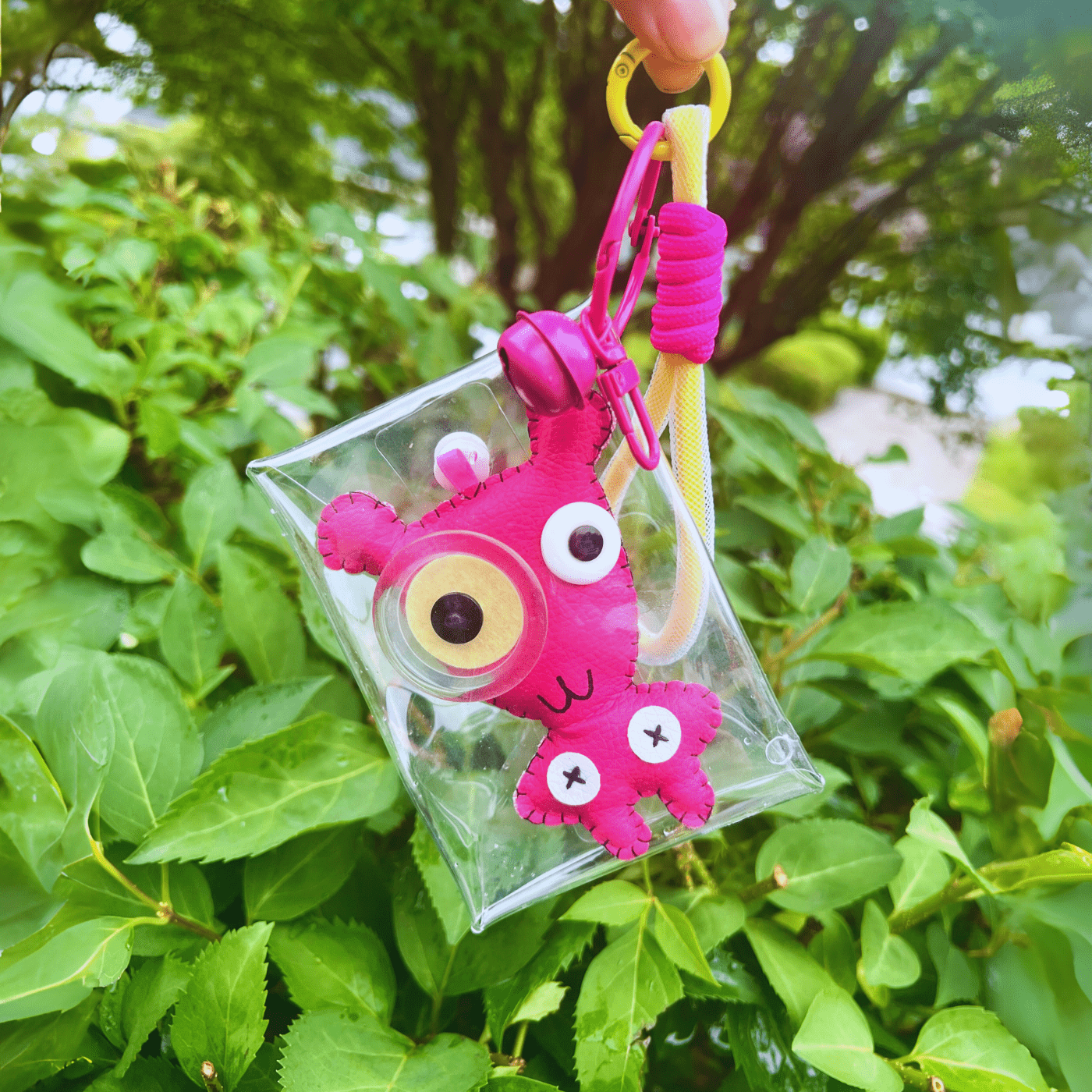Handmade Leather Keychains, Charms, Kawaii Animal, Wider Version - Golden Crow