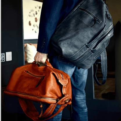 Convertible Leather Duffle & Backpack – One Bag, Two Styles - Medium size - Golden Crow