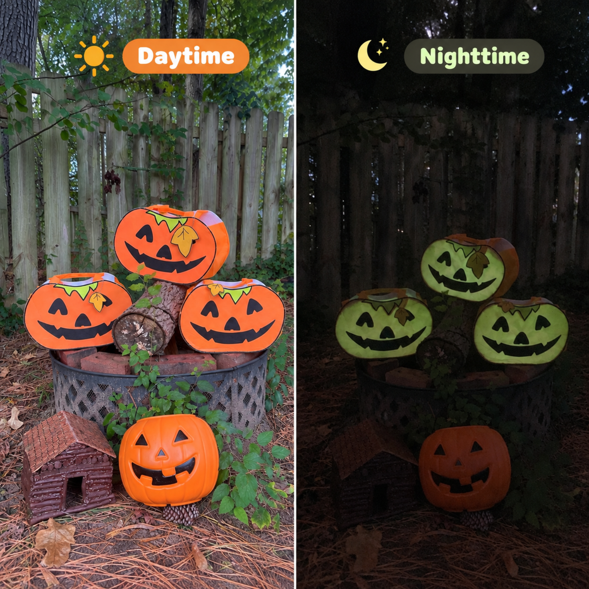 Personalized Pumpkin Trick or Treat Bag – Custom Glow-in-the-Dark Halloween Candy Tote for Kids