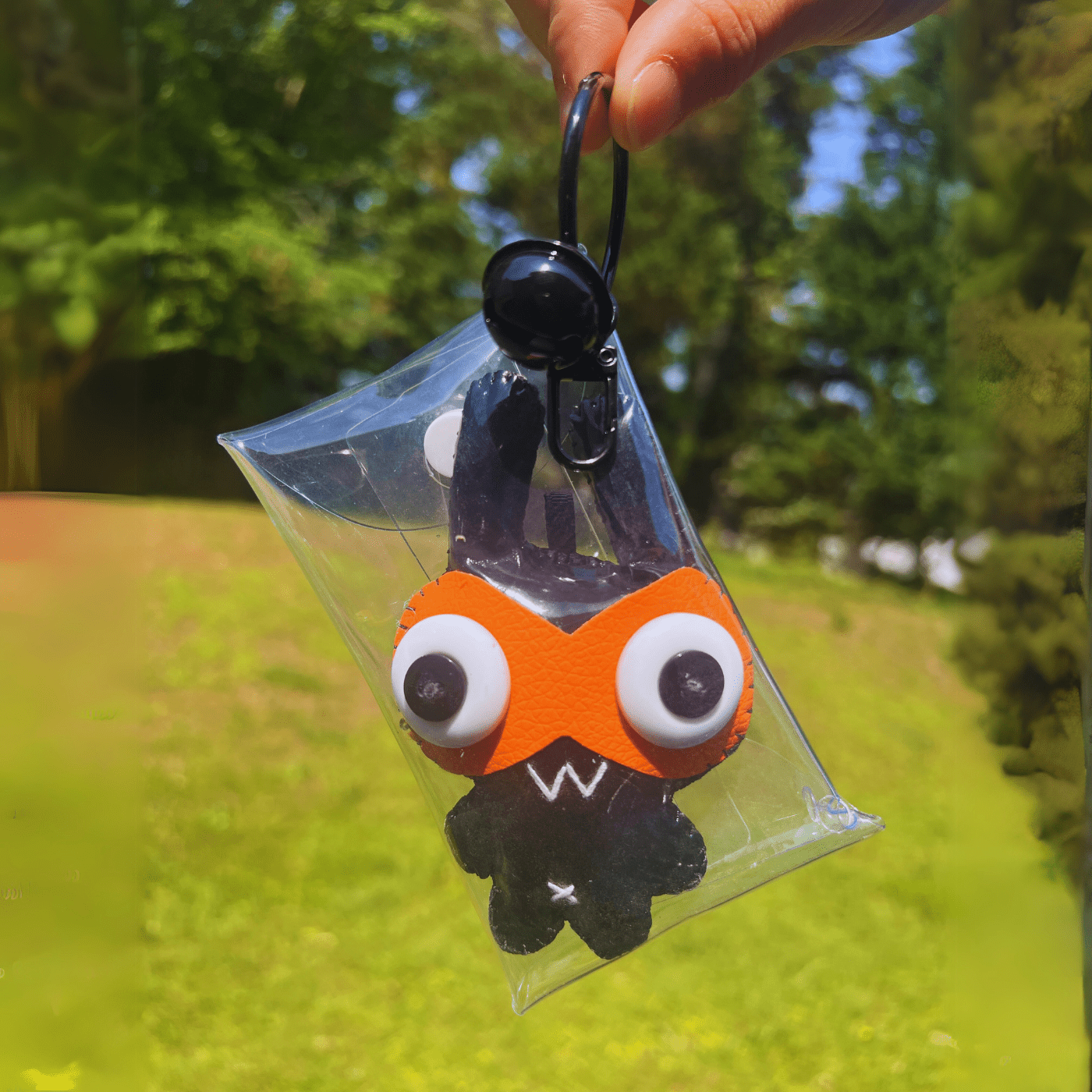 Handmade Leather Keychains, Charms, Kawaii Animal, Narrower version - Golden Crow