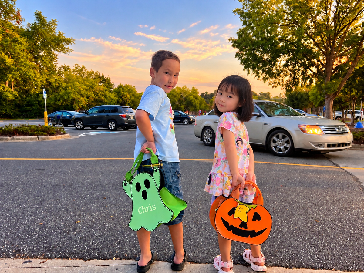 Personalized Glow-in-the-Dark Ghost Halloween Trick-or-Treat Bag for Kids – Custom Name Candy Tote