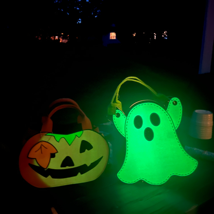 Glow-in-the-Dark Halloween Trick or Treat Bags – Personalized Ghost & Pumpkin Candy Totes for Kids