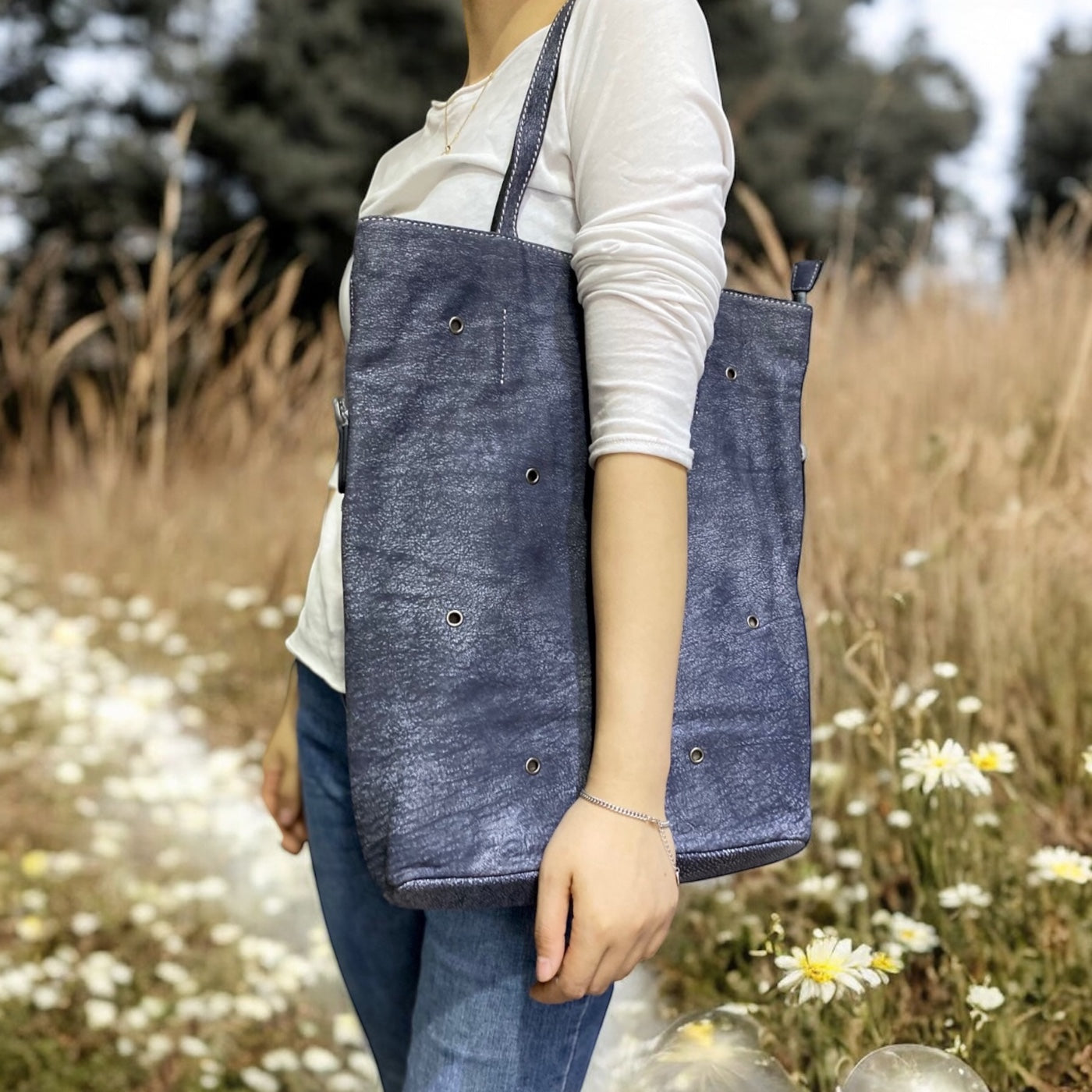 Convertible Leather Tote Bag | Crossbody & Shoulder Bag | Handmade in Grey, Caramel & Bronze