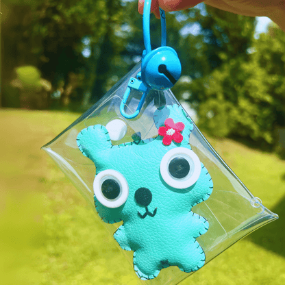 Handmade Leather Keychains, Charms, Kawaii Animal, Wider Version - Golden Crow