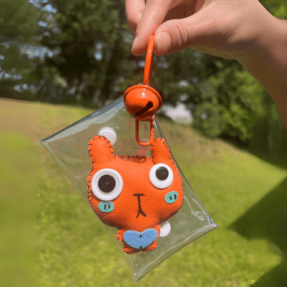 Handmade Leather Keychains, Charms, Kawaii Animal, Narrower version - Golden Crow