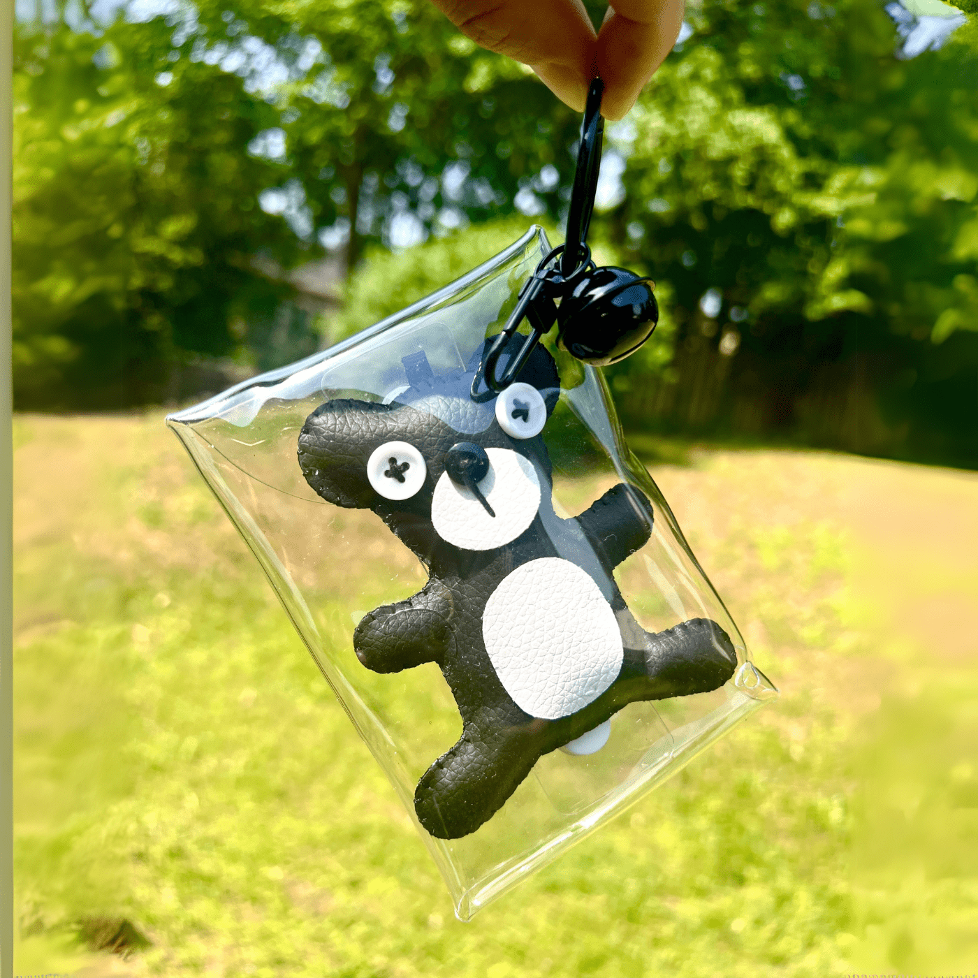 Handmade Leather Keychains, Charms, Kawaii Animal, Wider Version - Golden Crow