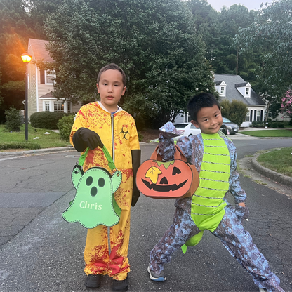 Glow-in-the-Dark Halloween Trick or Treat Bags – Personalized Ghost & Pumpkin Candy Totes for Kids