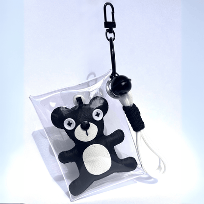 Handmade Leather Keychains, Charms, Kawaii Animal, Wider Version - Golden Crow