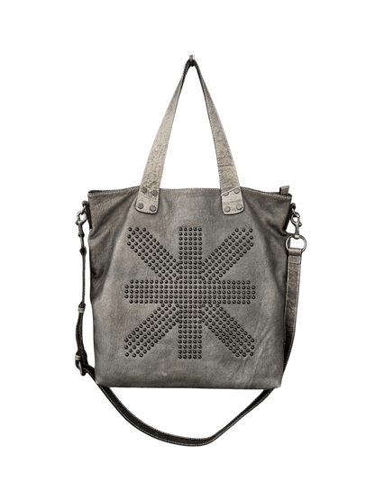 Spacious Leather Tote with Metal Stud Detailing – Soft, Luxury & Chic - Golden Crow