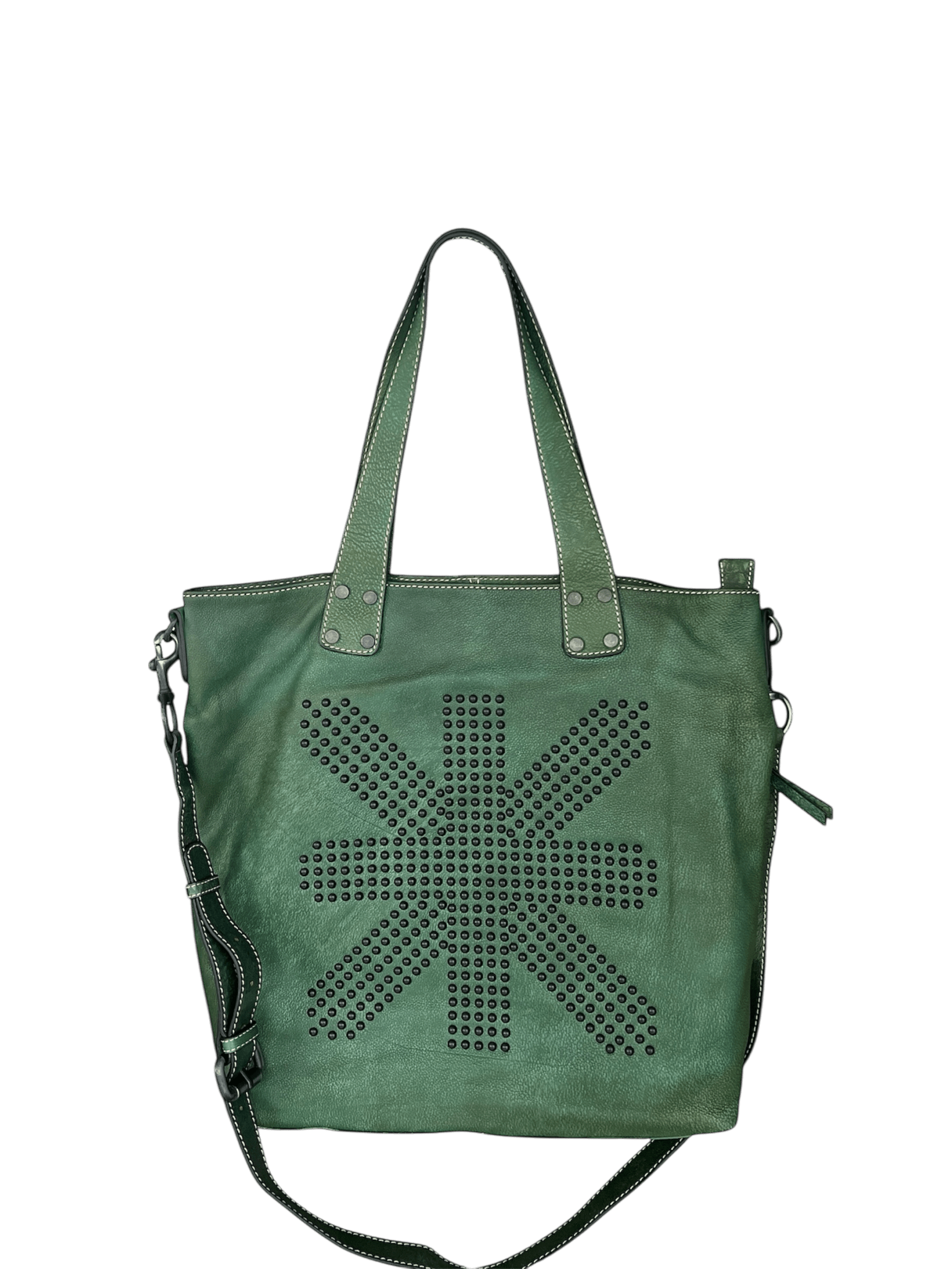 Spacious Leather Tote with Metal Stud Detailing – Soft, Luxury & Chic - Golden Crow