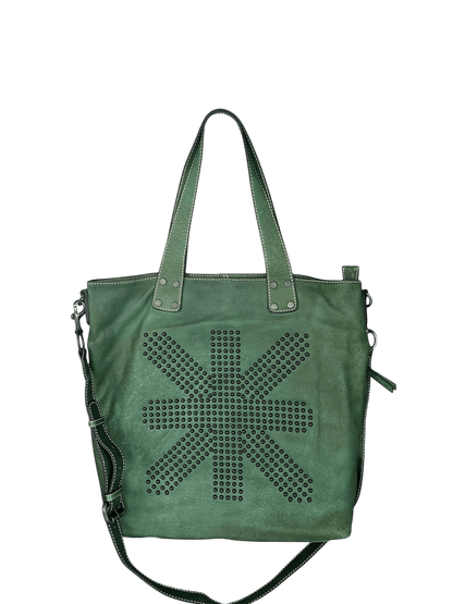 Spacious Leather Tote with Metal Stud Detailing – Soft, Luxury & Chic - Golden Crow