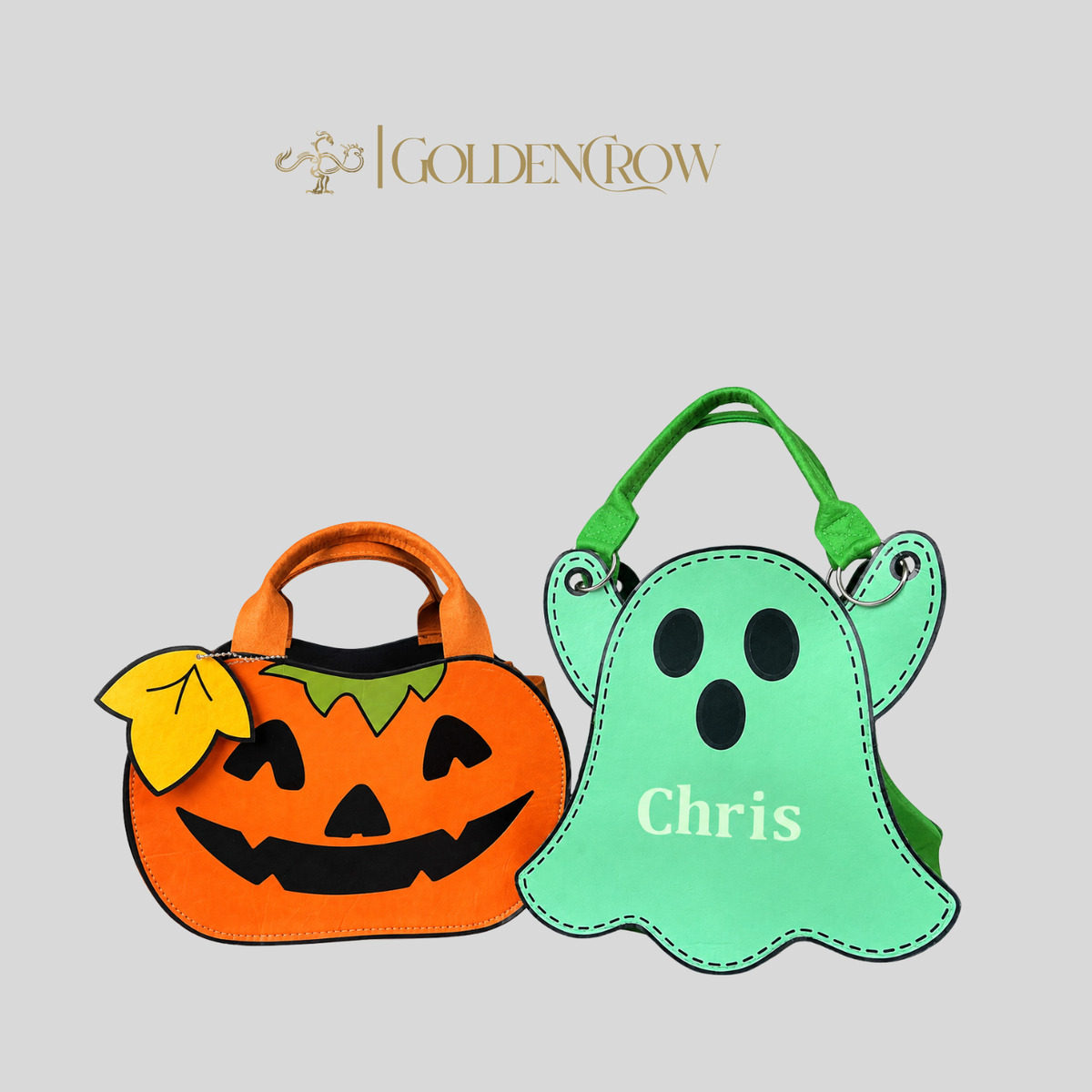 Combo-Glow-in-the-Dark Halloween Trick or Treat Bags – Personalized Ghost & Pumpkin Candy Totes for Kids