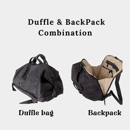 Convertible Leather Duffle & Backpack – One Bag, Two Styles - Large size - Golden Crow