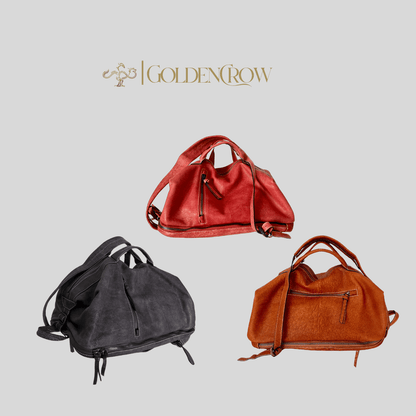 Convertible Leather Duffle & Backpack – One Bag, Two Styles - Medium size - Golden Crow