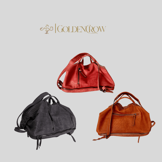 Convertible Leather Duffle & Backpack – One Bag, Two Styles - Medium size - Golden Crow