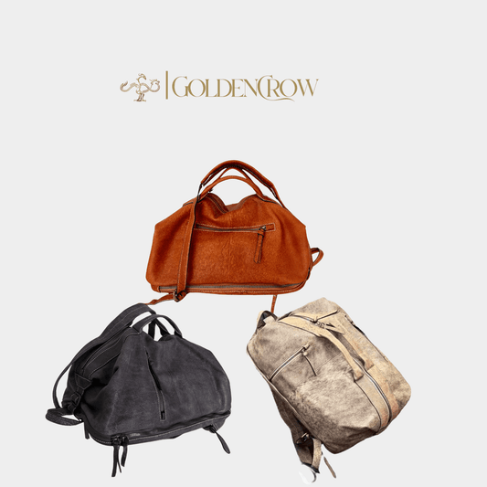 Convertible Leather Duffle & Backpack – One Bag, Two Styles - Large size - Golden Crow