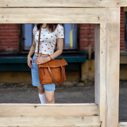 Convertible Leather Tote Bag | Crossbody & Shoulder Bag | Handmade in Grey, Caramel & Bronze