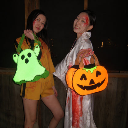 Combo-Glow-in-the-Dark Halloween Trick or Treat Bags – Personalized Ghost & Pumpkin Candy Totes for Kids