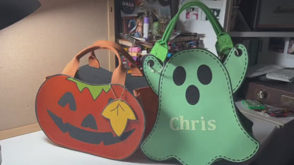 Glow-in-the-Dark Halloween Trick or Treat Bags – Personalized Ghost & Pumpkin Candy Totes for Kids