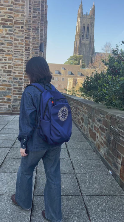 Navy Blue Waterproof 15.6” Laptop Backpack – Embroidered Travel & Commuter Backpack