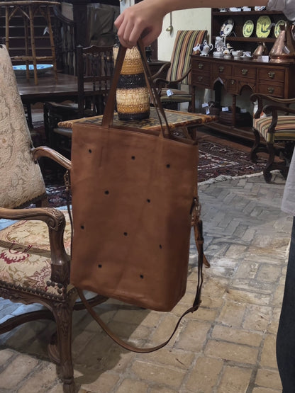Convertible Leather Tote Bag | Crossbody & Shoulder Bag | Handmade in Grey, Caramel & Bronze