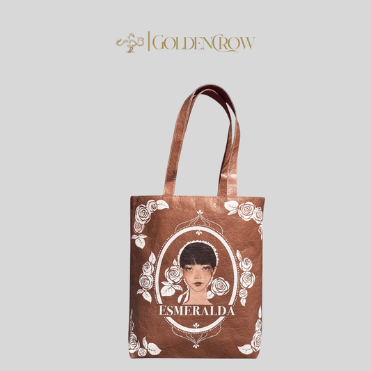 Original Art Tote Bag Made from Tyvek Paper - Durable & Stylish, Eco - friendly - Golden Crow